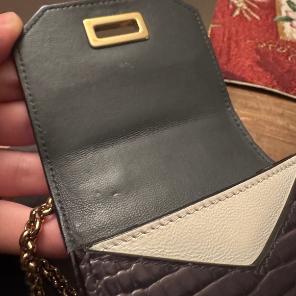 Givenchy Mini Phone Crossbody Bag Gray Croc Embossed Calfskin Gold Chain / Charm - Picture 15 of 15